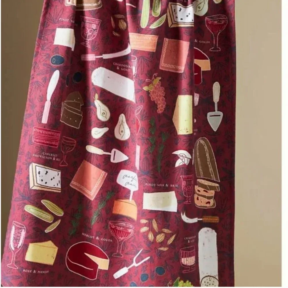 ⭐️ Wine and Cheese Snack Boho Chic Art Deco Farm Peasant Hipster Hip Dish Towel